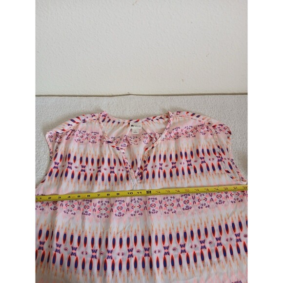 Stylus Women’s Semi Sheer Blouse V-neck Sleeveless High/Low Design Large Pink - Picture 9 of 12